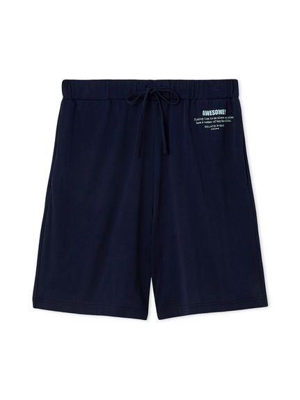 【HOMME】【接触冷感】スーピマコットンロゴハーフパンツ