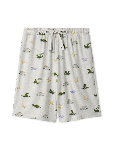 HOMME】【接触冷感】スリーピングダイナソー柄ハーフパンツ(ハーフ