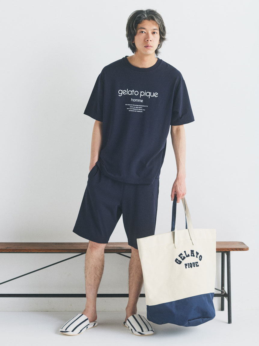 ジェラートピケ Tシャツ＆ロングパンツ 2点セット ネイビー パジャマ