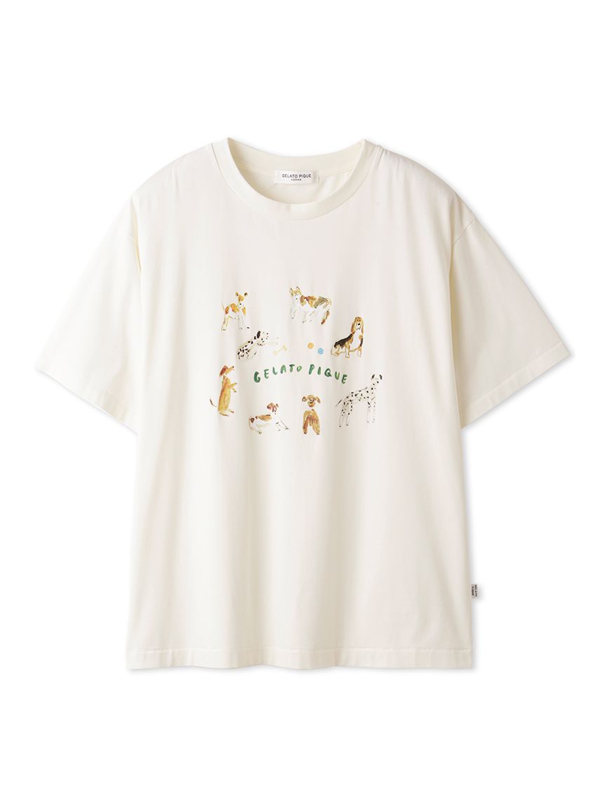 接触冷感】【ヒラノトシユキ】【HOMME】DOGワンポイントTシャツ 