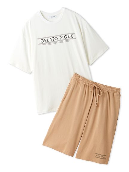 HOMME】レーヨンラインロゴTシャツ&ハーフパンツセット(カットソー・Tシャツ)｜ルームウェア・パジャマ通販のGELATO PIQUE HOMME（ ジェラートピケ オム） 公式サイト