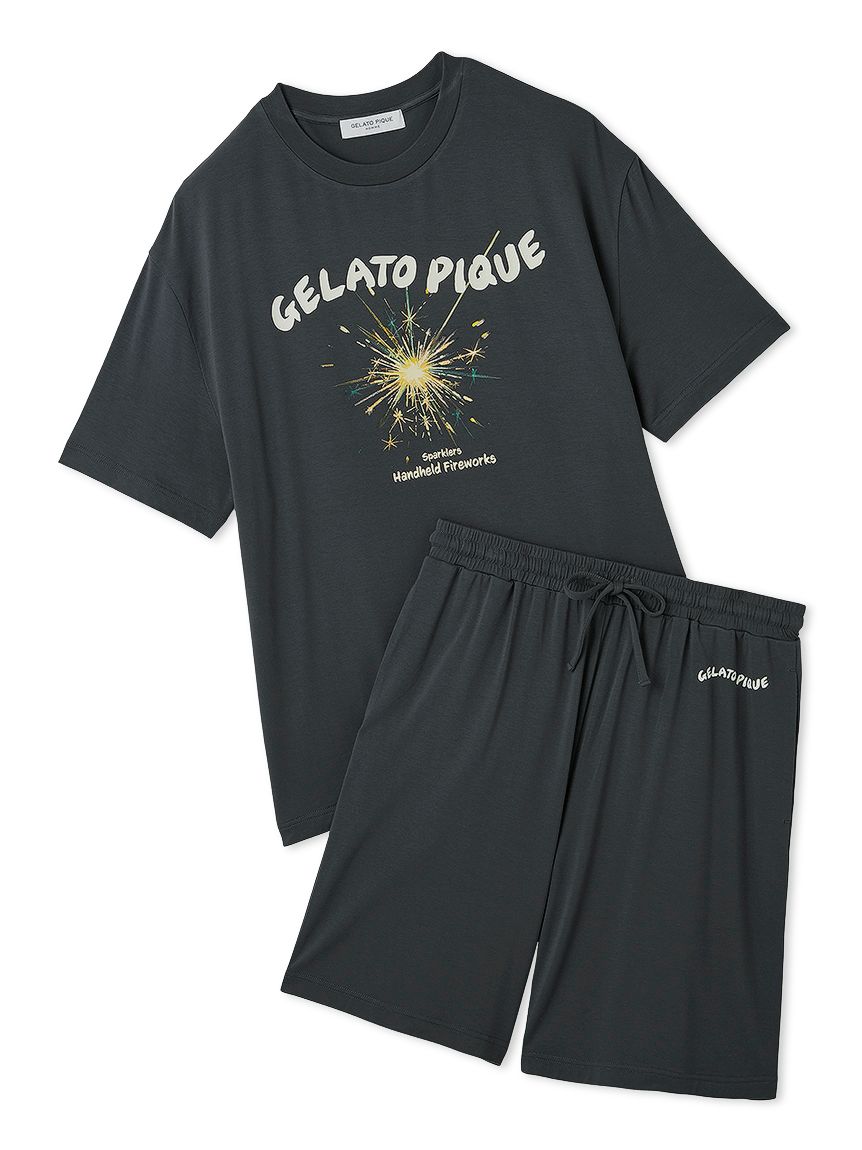 HOMME】【接触冷感】レーヨン夏祭りプリントTシャツ&トハーフ