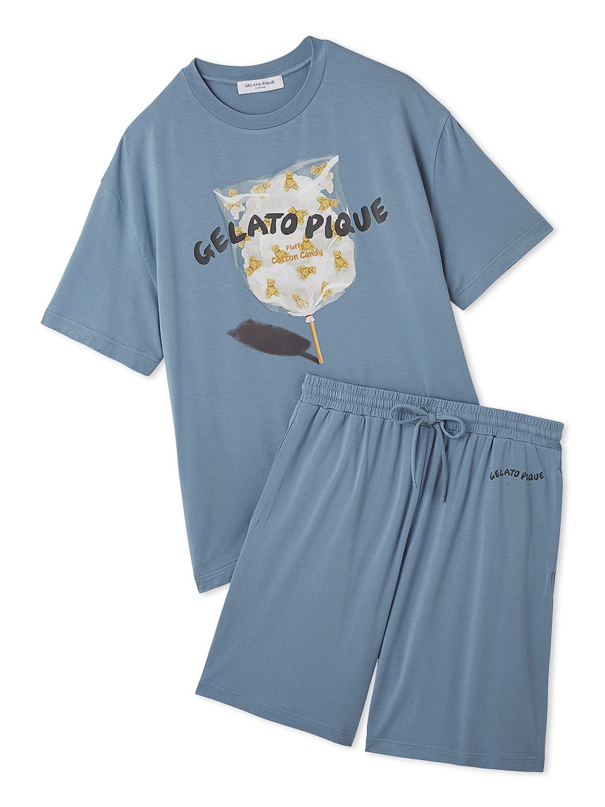 HOMME】【接触冷感】レーヨン夏祭りプリントTシャツ&トハーフ