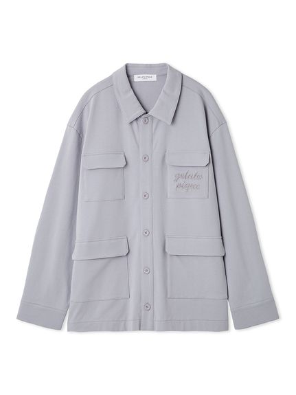 極美品⭐︎GELATO PIQUE HOMME グレー ストライプ ルームウェア メンズ ストライプ ロゴ ジャガード パジャマ ルームウェア
