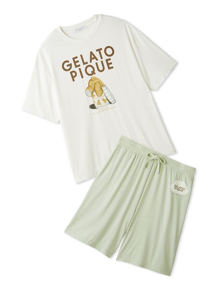 ONLINE限定】【HOMME】【接触冷感】レーヨンジェラートベアプリントT