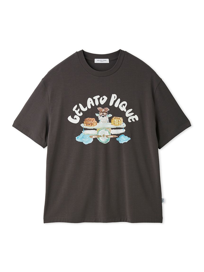 ヒラノトシユキ】【HOMME】【接触冷感】PLANEDOGワンポイントプリントT