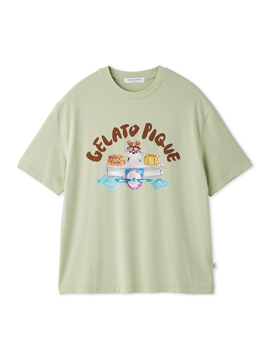 ヒラノトシユキ】【HOMME】【接触冷感】PLANEDOGワンポイントプリントT