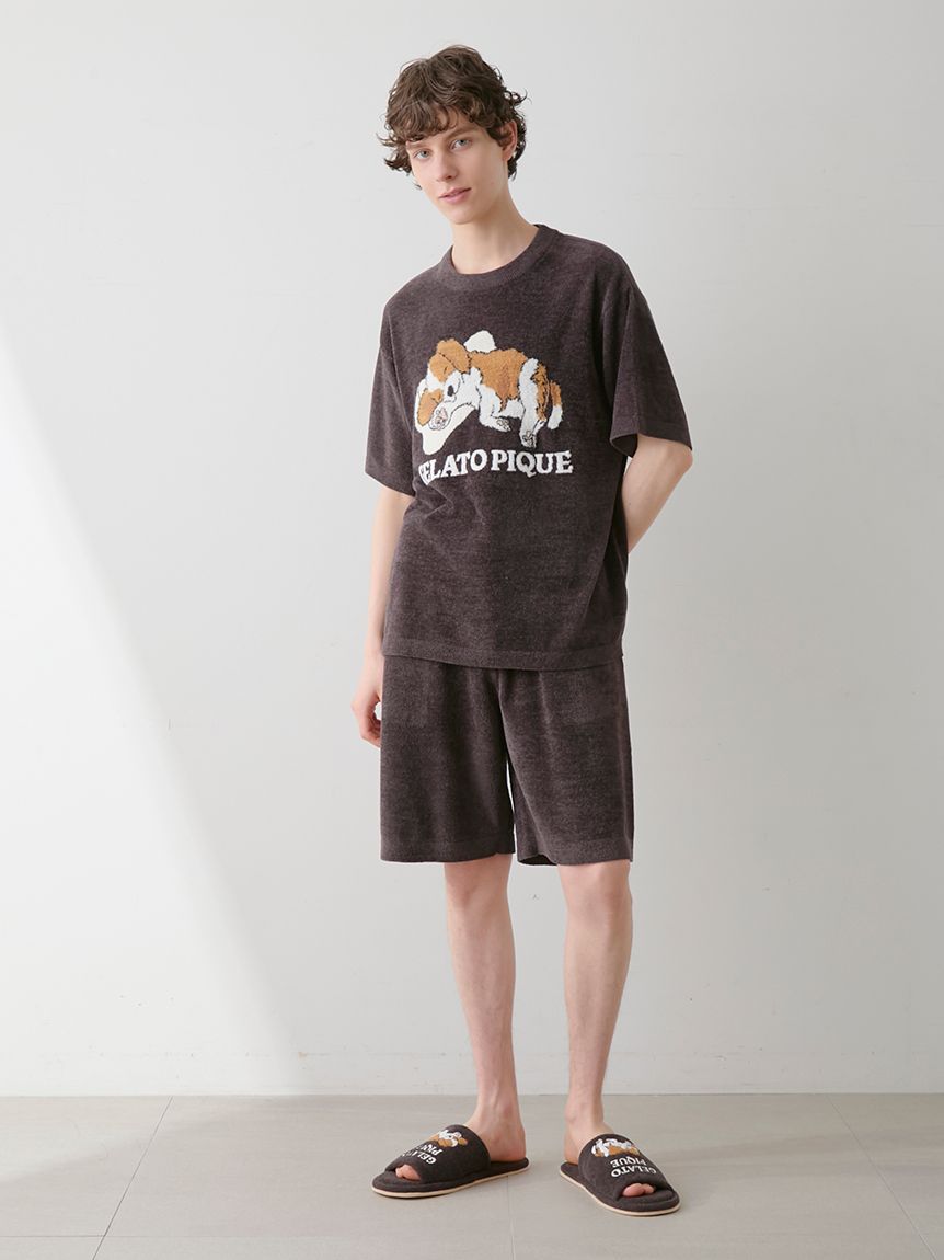 HOMME】エアリーモコドッグアップリケハーフパンツ(ハーフパンツ