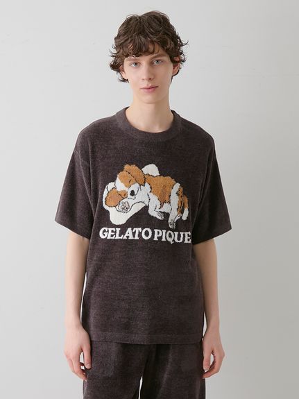 ジェラートピケ　エアリーモコドッグジャガードプルオーバー　キャバリア HOMME】エアリーモコドッグジャガードプルオーバー(ニットプル