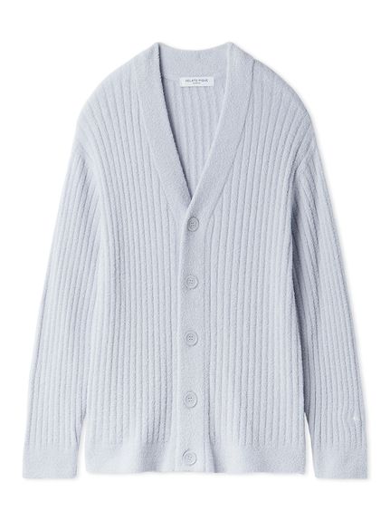 レア品！新品未使用！ジェラートピケオム ニットカーディガン グレーMサイズ ジェラートピケ オム ロゴ刺繍 カーディガン ルームウェア 上下