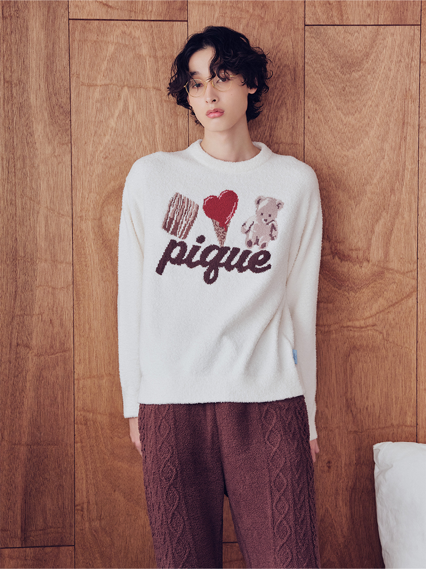 HOMME】ワンポイントジャガードプルオーバー(ニットプルオーバー