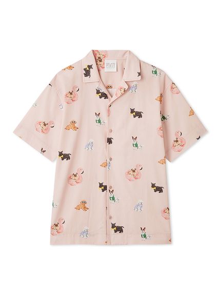 ジェラートピケ オム　ネコ柄シャツ　M ジェラートピケ gelato pique CAT柄シャツ （オフホワイト） -靴