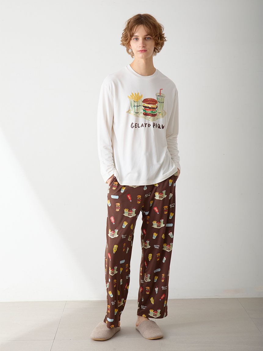 ヒラノトシユキ】【HOMME】ハンバーガー総柄ロングパンツ(ロングパンツ