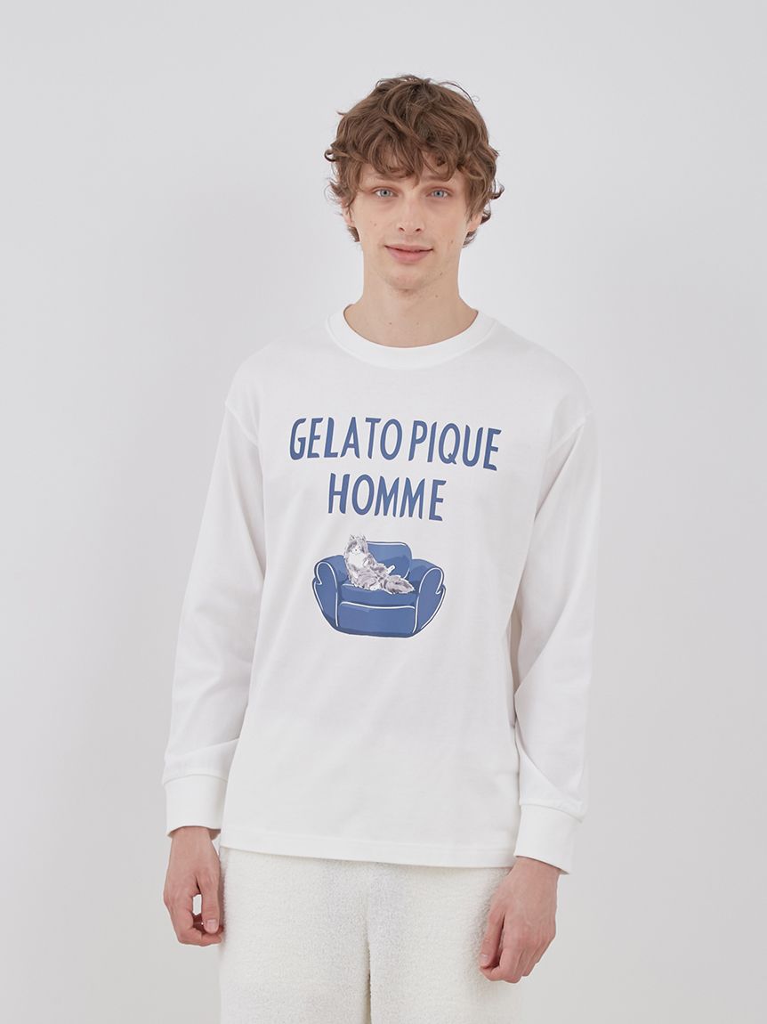 HOMME】スリープキャットロングTシャツ(カットソー・Tシャツ)｜ルーム