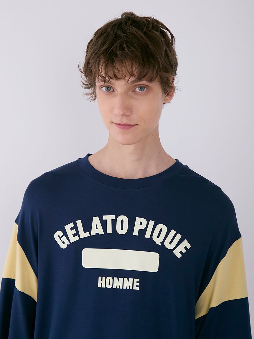 ラッピング済み】【HOMME】レーヨンカレッジロゴTシャツ＆ハーフパンツSET(カットソー・Tシャツ)｜ルームウェア・パジャマ通販のGELATO  PIQUE HOMME（ジェラートピケ オム） 公式サイト