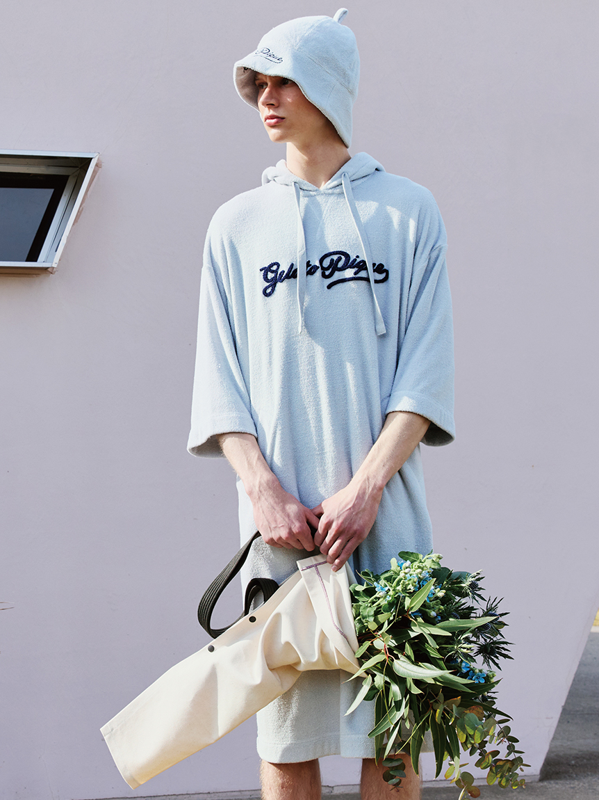 大人気!! gelato pique 【HOMME】パイルロゴ刺繍ポンチョ HOMME】パイルロゴ刺繍ポンチョ(パーカ)|ルームウェア