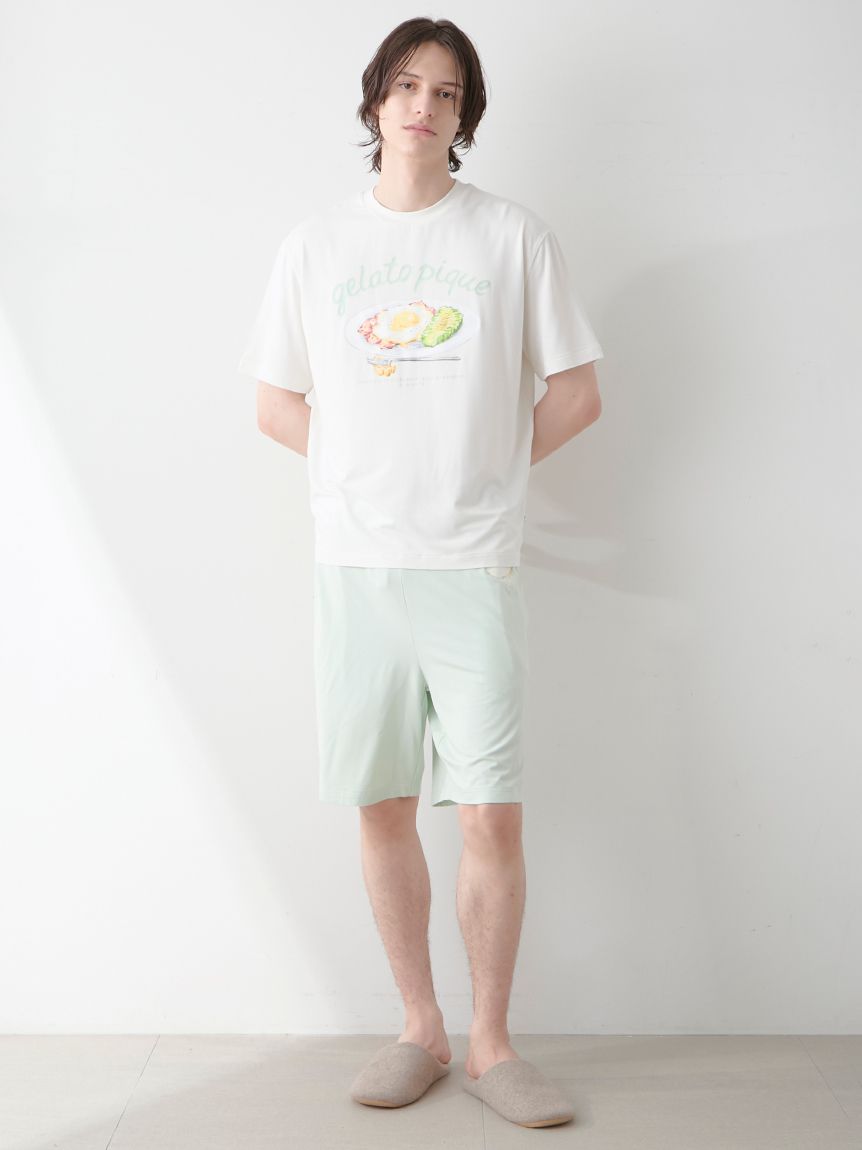 淡いオレンジが春っぽい\tHermes\t Piqures cinetiquesスウェット HOMME】【接触冷感】サニーサイドエッグワンポイントTシャツ
