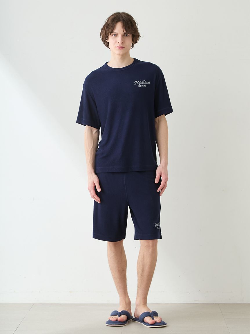 HOMME】【接触冷感】【UVカット】パイルワンポイントロゴ刺繍プル