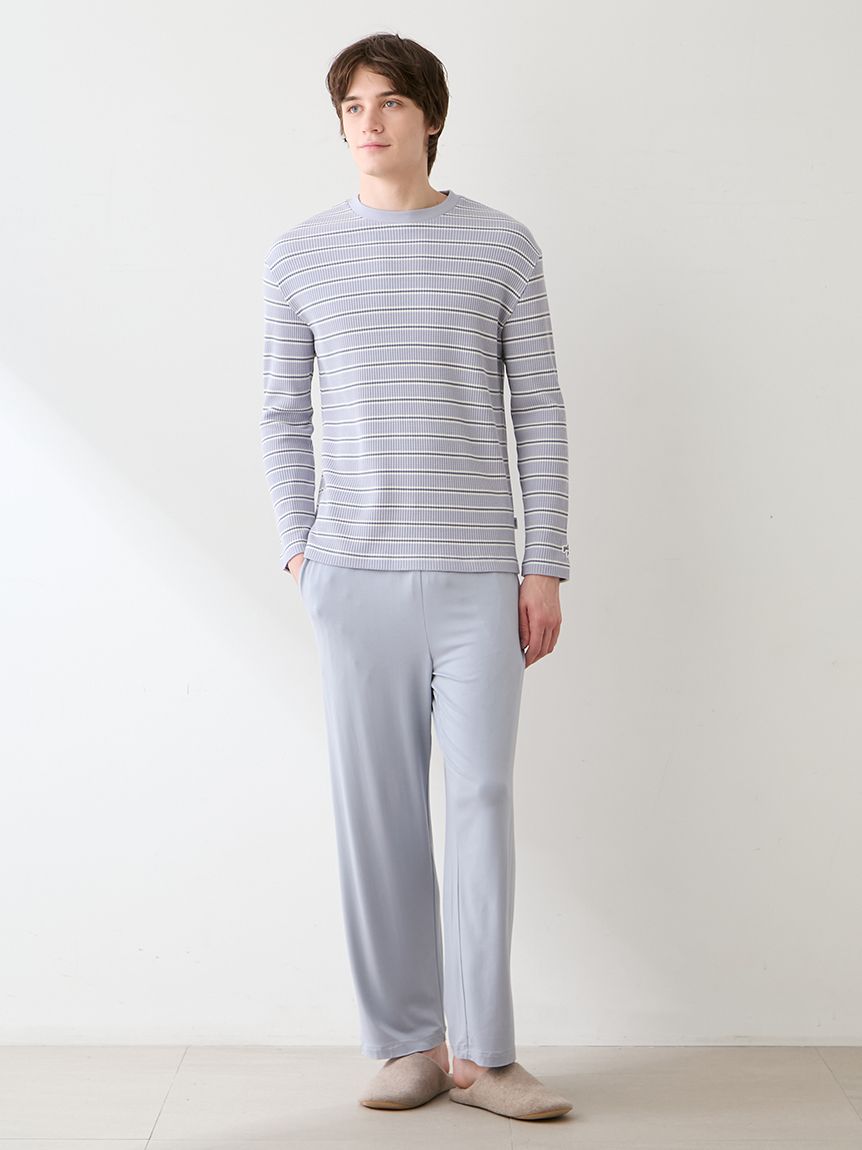 HOMME】ワッフルボーダーロンT(カットソー・Tシャツ)｜ルームウェア