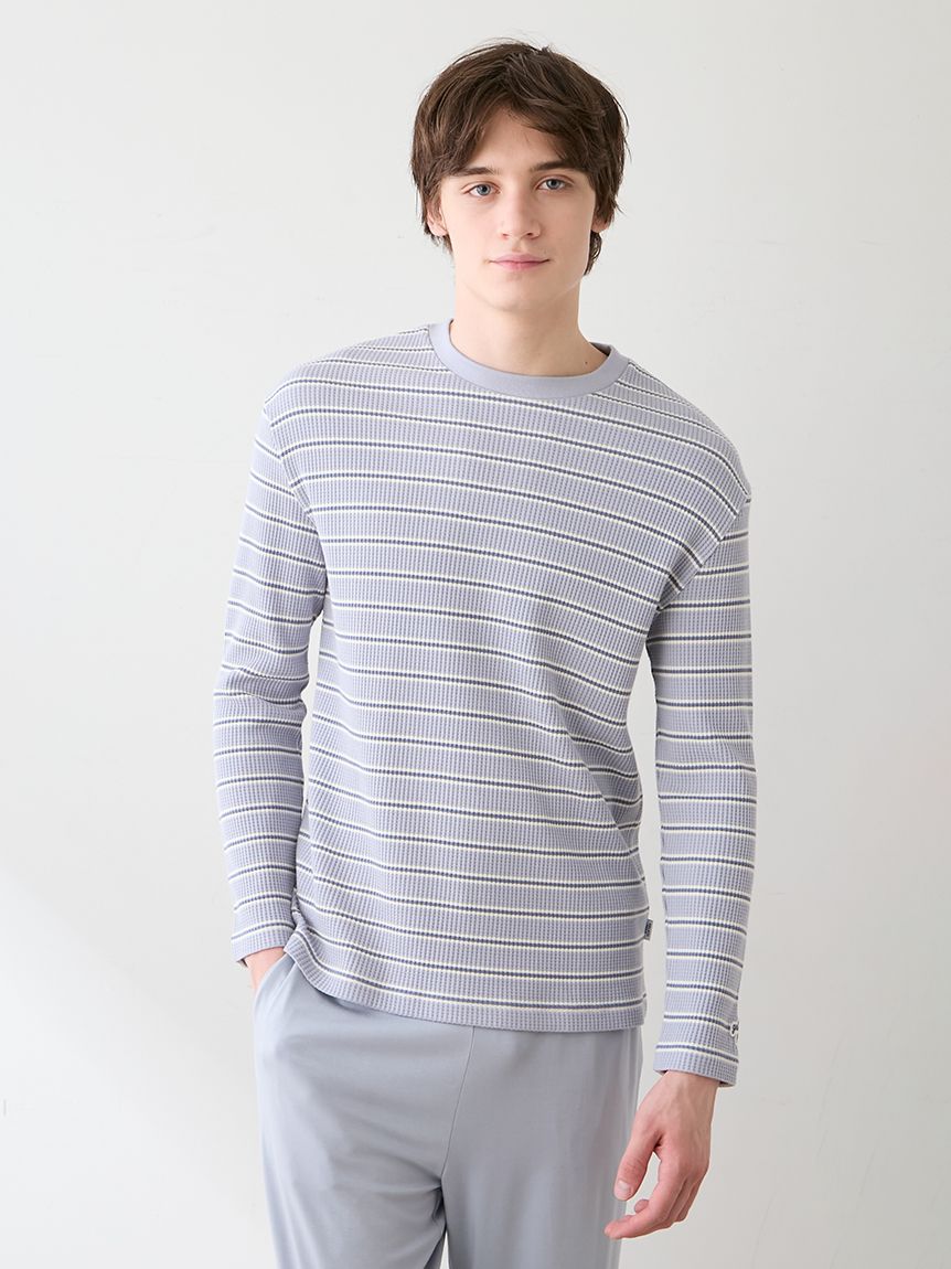HOMME】ワッフルボーダーロンT(カットソー・Tシャツ)｜ルームウェア