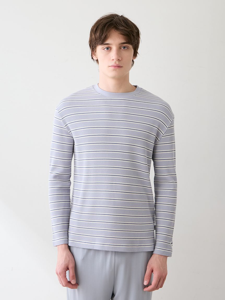 HOMME】ワッフルボーダーロンT(カットソー・Tシャツ)｜ルームウェア