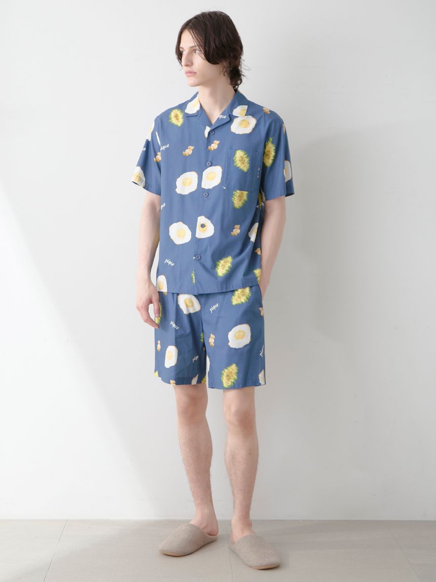 HOMME】サニーサイドエッグ総柄シャツ(シャツ)｜ルームウェア