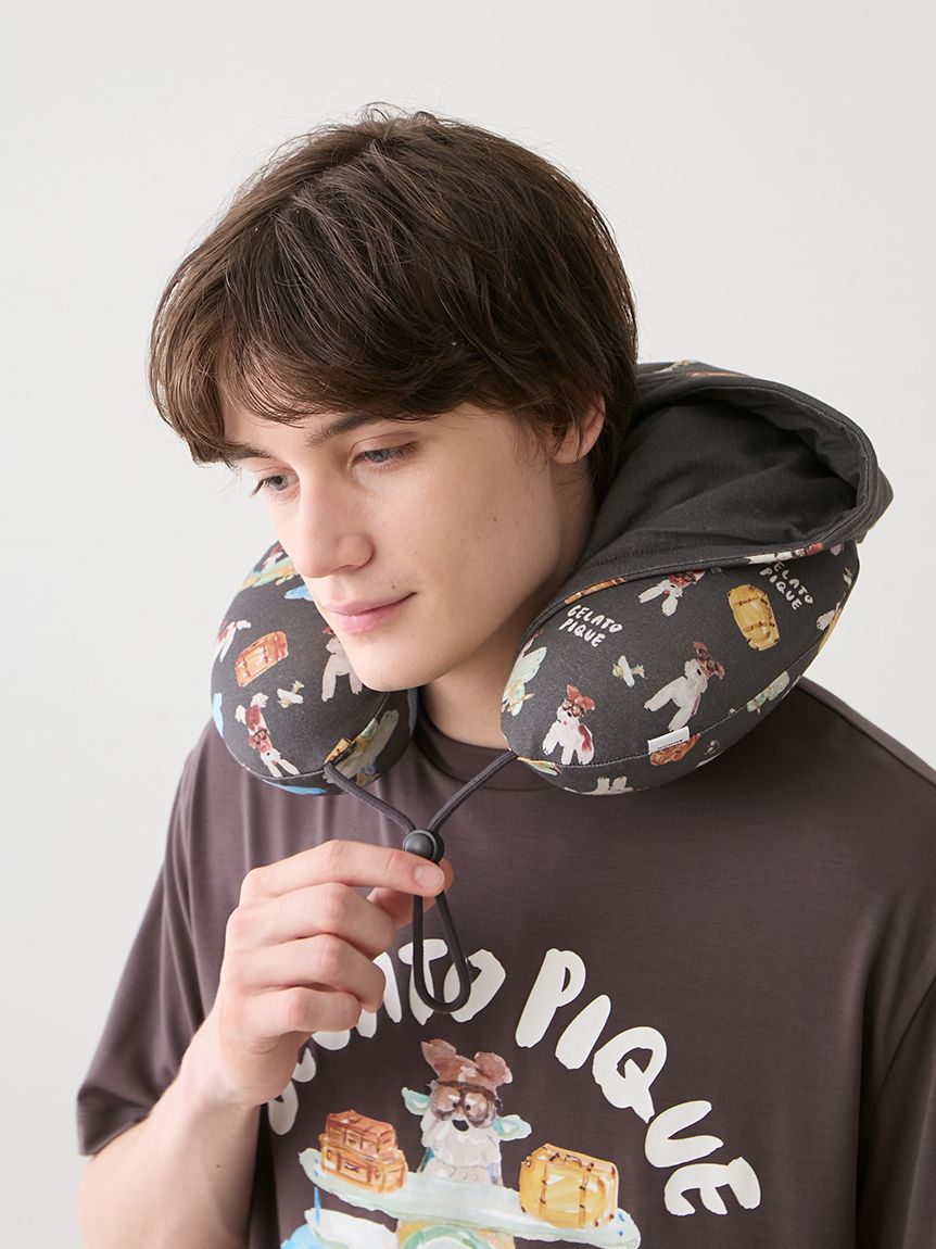 ヒラノトシユキ】【HOMME】【接触冷感】PLANEDOG柄プリントフード