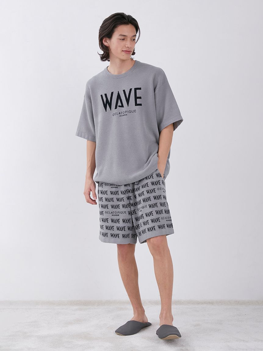 WAVE×GELATO PIQUE HOMME】AIRY MOCO ONE POINTLOGO JACQUARD PULLOVER