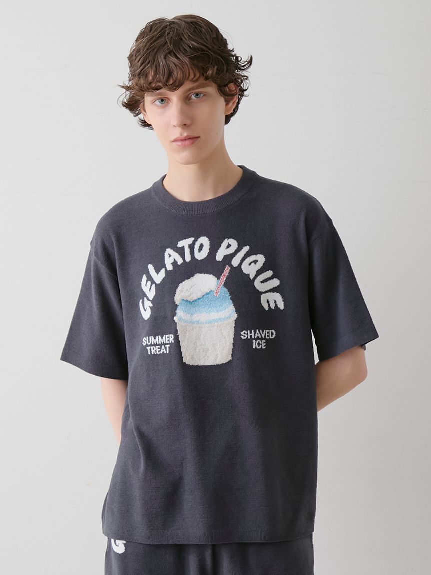 HOMME】エアリーモコベアかき氷ジャガードプルオーバー(ニット