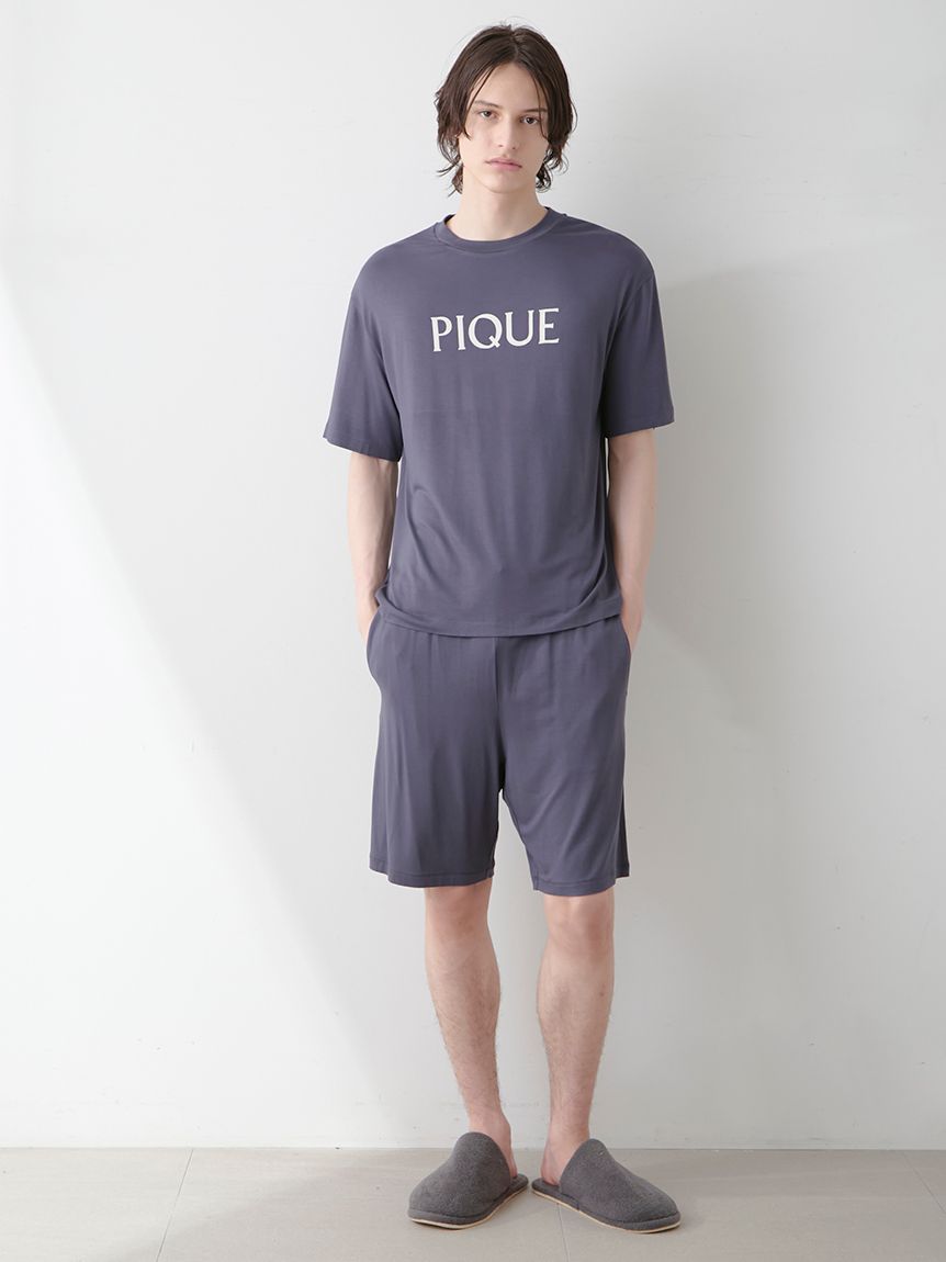 HOMME】【接触冷感】カラーレーヨンロゴハーフパンツ(ハーフ