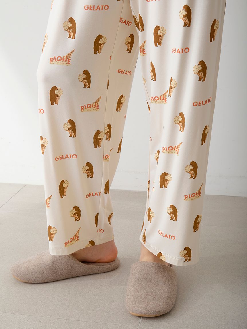 HOMME】レーヨンジェラートベア柄ロングパンツ(ロングパンツ)｜ルーム
