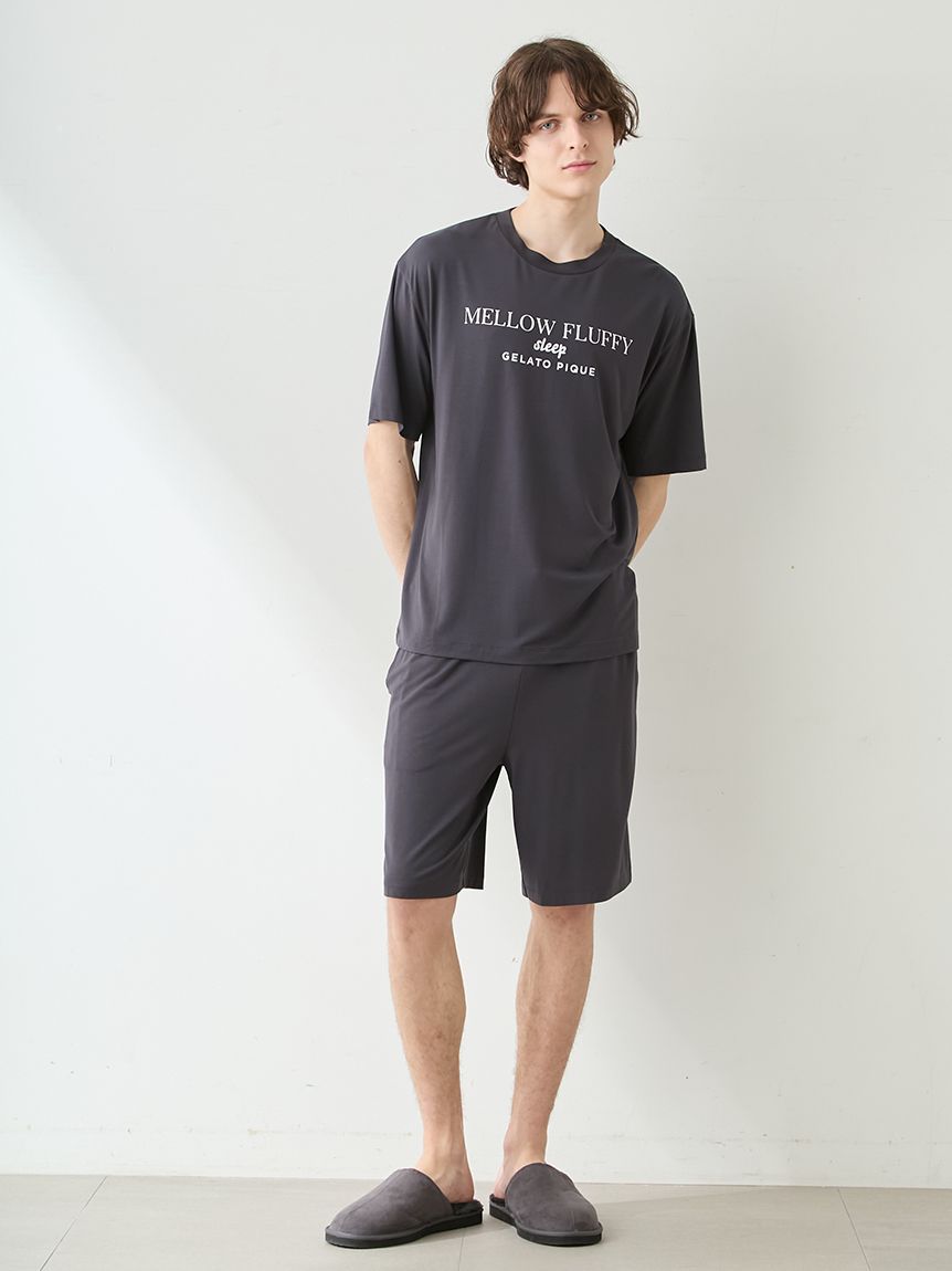HealCreek MUNITALPパンツ HOMME】【接触冷感】COOLレーヨンロゴハーフパンツ(ハーフパンツ