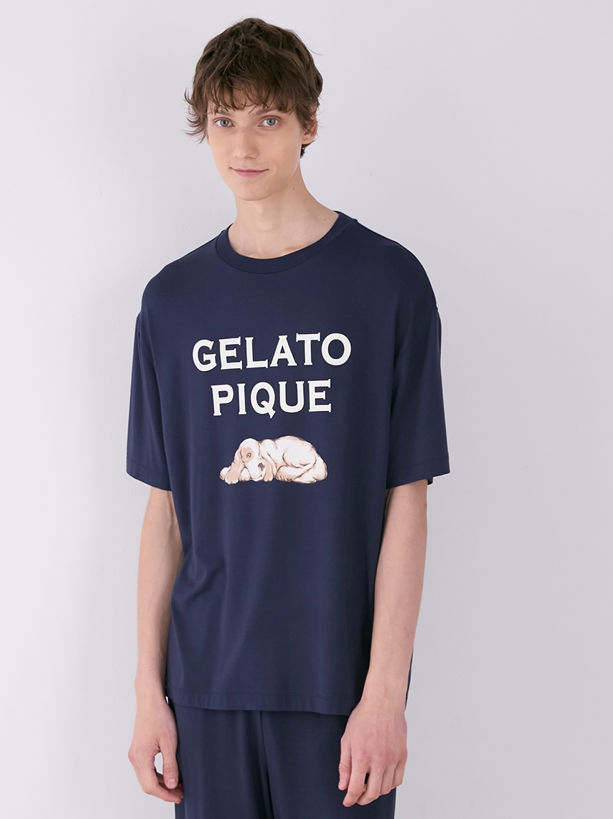 HOMME】ドッグ柄ワンポイントTシャツ(カットソー・Tシャツ)｜ルームウェア・パジャマ通販のGELATO PIQUE HOMME（ジェラートピケ オム）  公式サイト