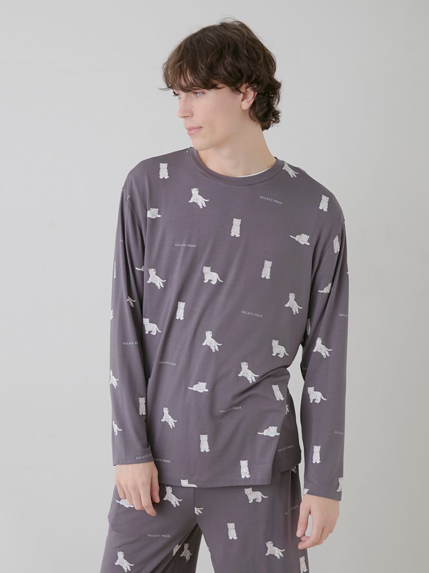 ONLINE限定】【HOMME】ホワイトタイガー柄ロンT(カットソー・T