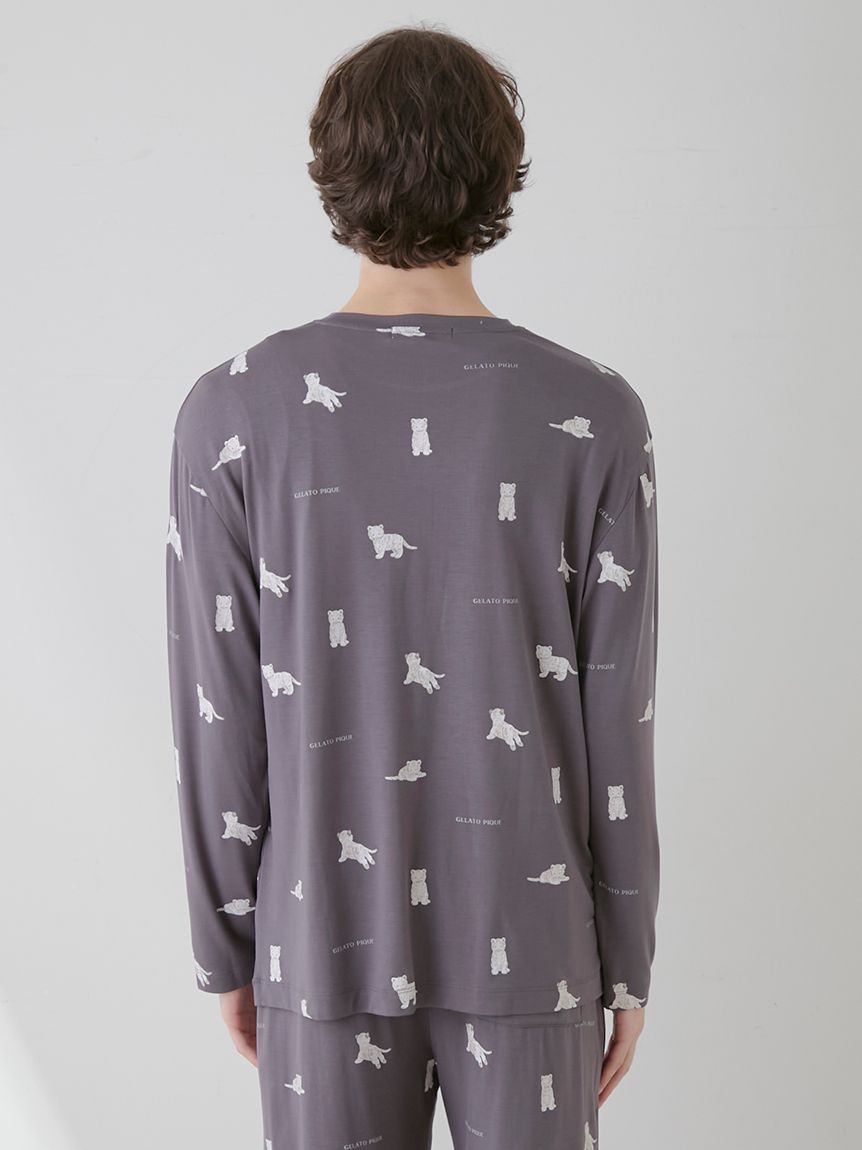 ONLINE限定】【HOMME】ホワイトタイガー柄ロンT(カットソー・T