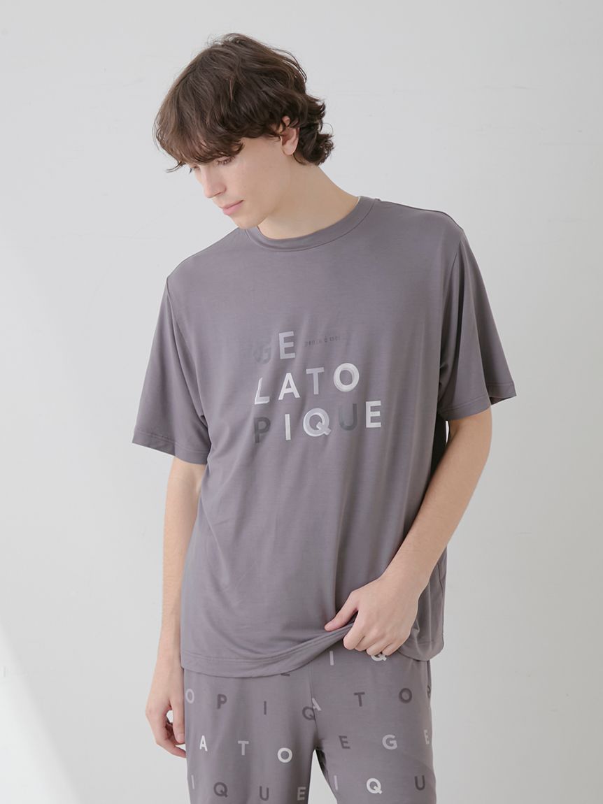 【接触冷感】レーヨンロゴワンポイントTシャツ& ハーフパンツ 接触冷感】レーヨンロゴワンポイントTシャツ(カットソー・T