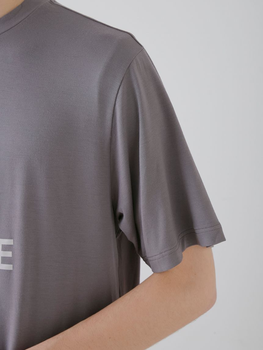 HOMME】【接触冷感】レーヨンロゴワンポイントTシャツ