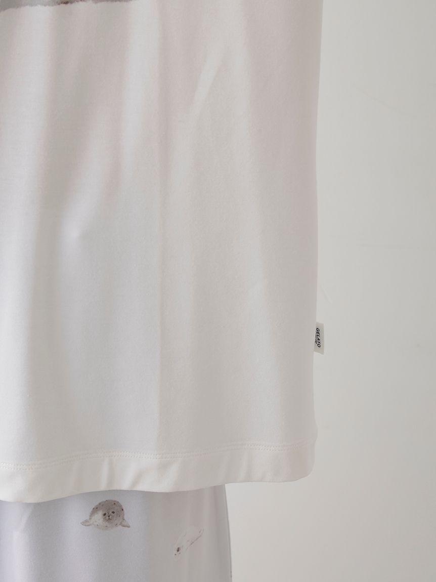 あめ　【接触冷感】あざらしワンポイントTシャツ&ロングパンツ 接触冷感】あざらしワンポイントTシャツ | ジェラート ピケ