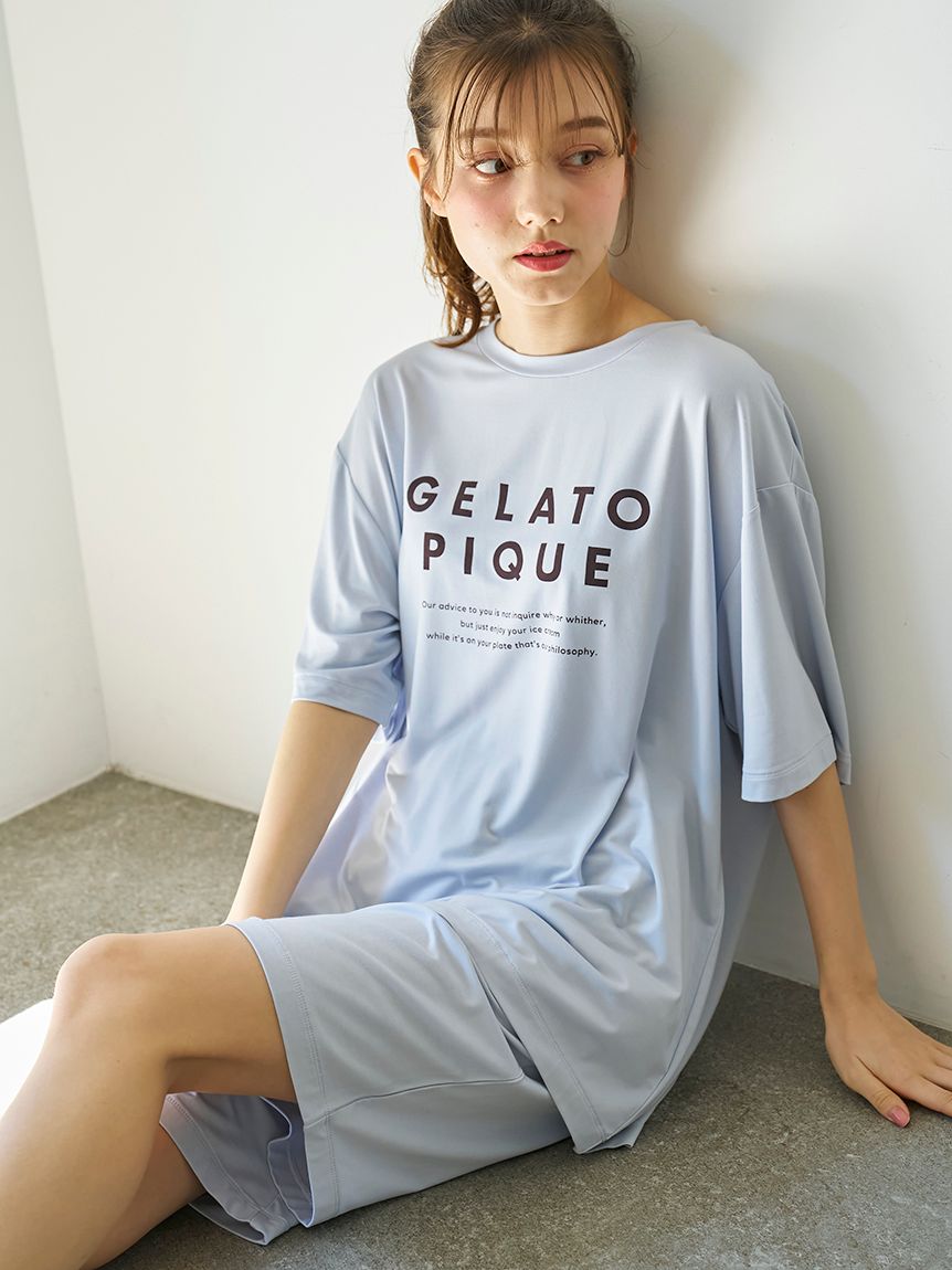 冷感接触　ジェラートピケ COOLレーヨンロゴTシャツ ロングパンツ 接触冷感】COOLレーヨンロゴTシャツ(カットソー・Tシャツ