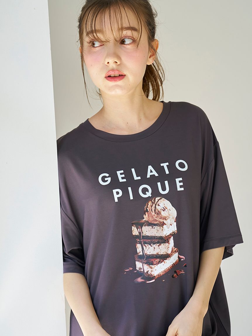 GELATO PIQUEジェラピケ夏用 レーヨンデザートロゴ　3点セット HOMME】【接触冷感】レーヨン夏祭りプリントTシャツ&トハーフ