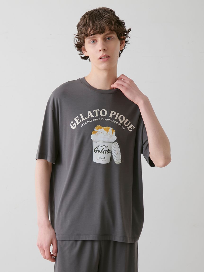 HOMME】【接触冷感】スリーピングドッグワンポイントTシャツ