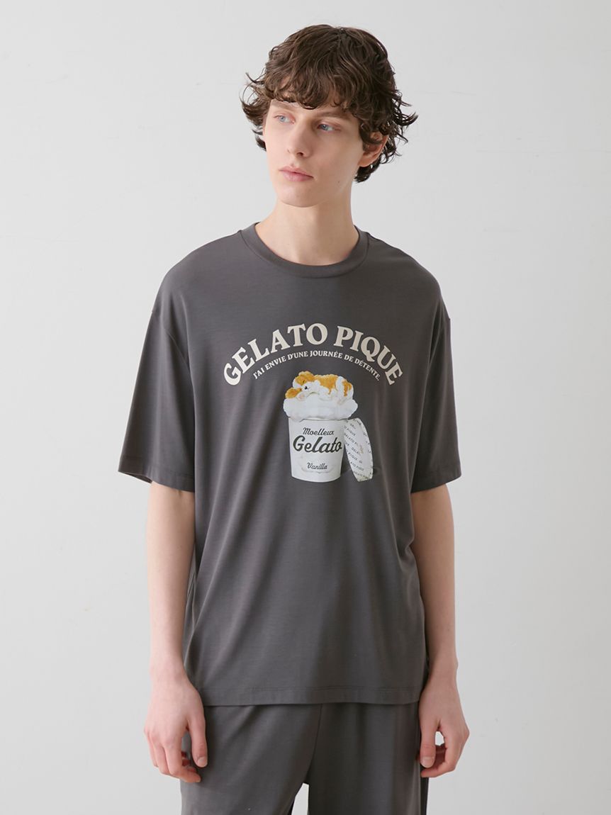 HOMME】【接触冷感】スリーピングドッグワンポイントTシャツ