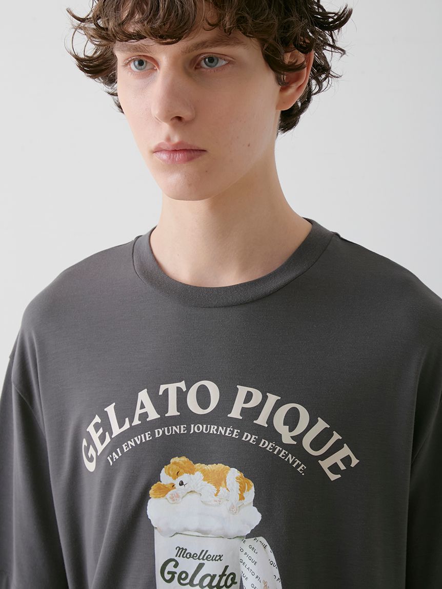 大人気!! gelato pique HAPPY DOG Tシャツ&ハーフパンツ SET gelato pique パジャマ 「HOMME」「接触冷感」スリーピング