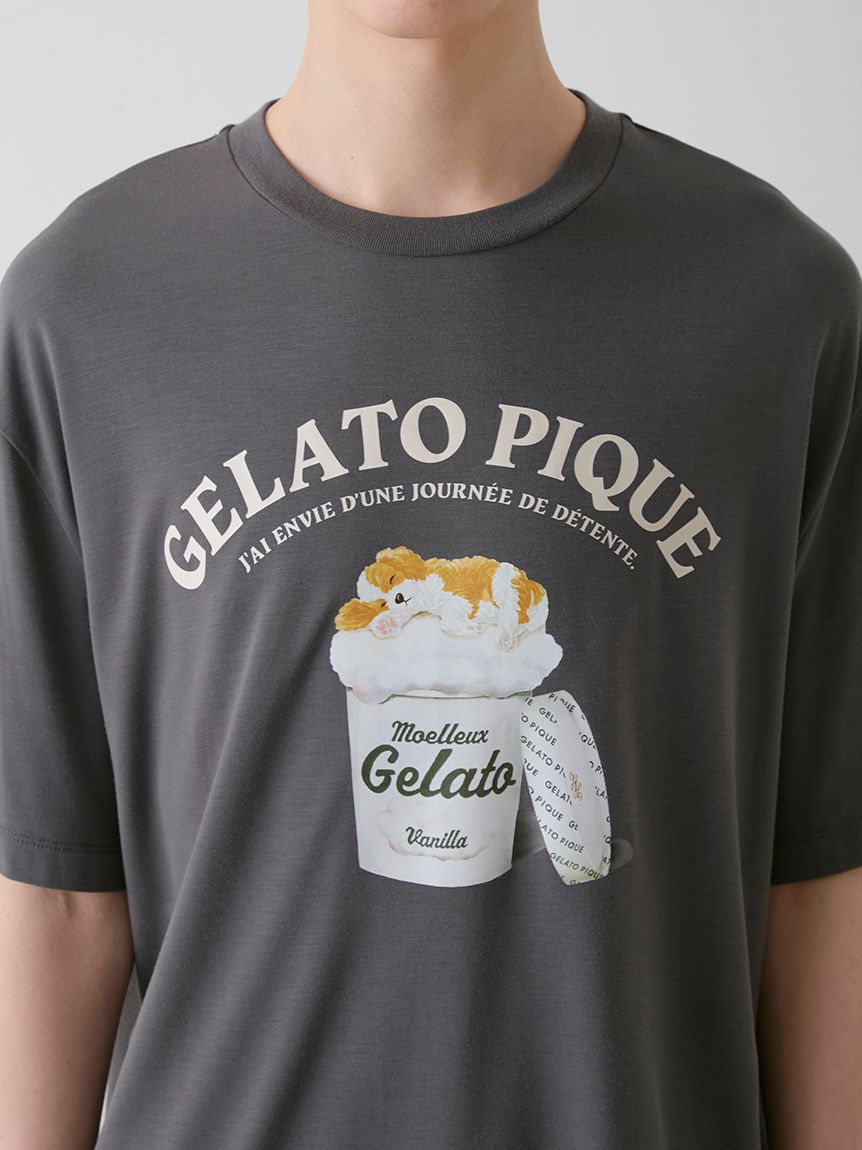 HOMME】【接触冷感】スリーピングドッグワンポイントTシャツ
