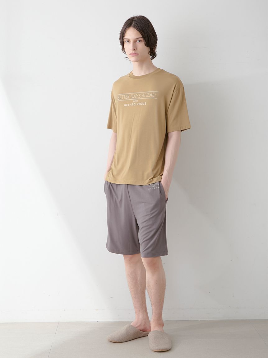 【接触冷感】【HOMME】レーヨンベアケーキモチーフTシャツ&ハーフパンツ gelato pique】接触冷感 ベアケーキモチーフTシャツ メンズ