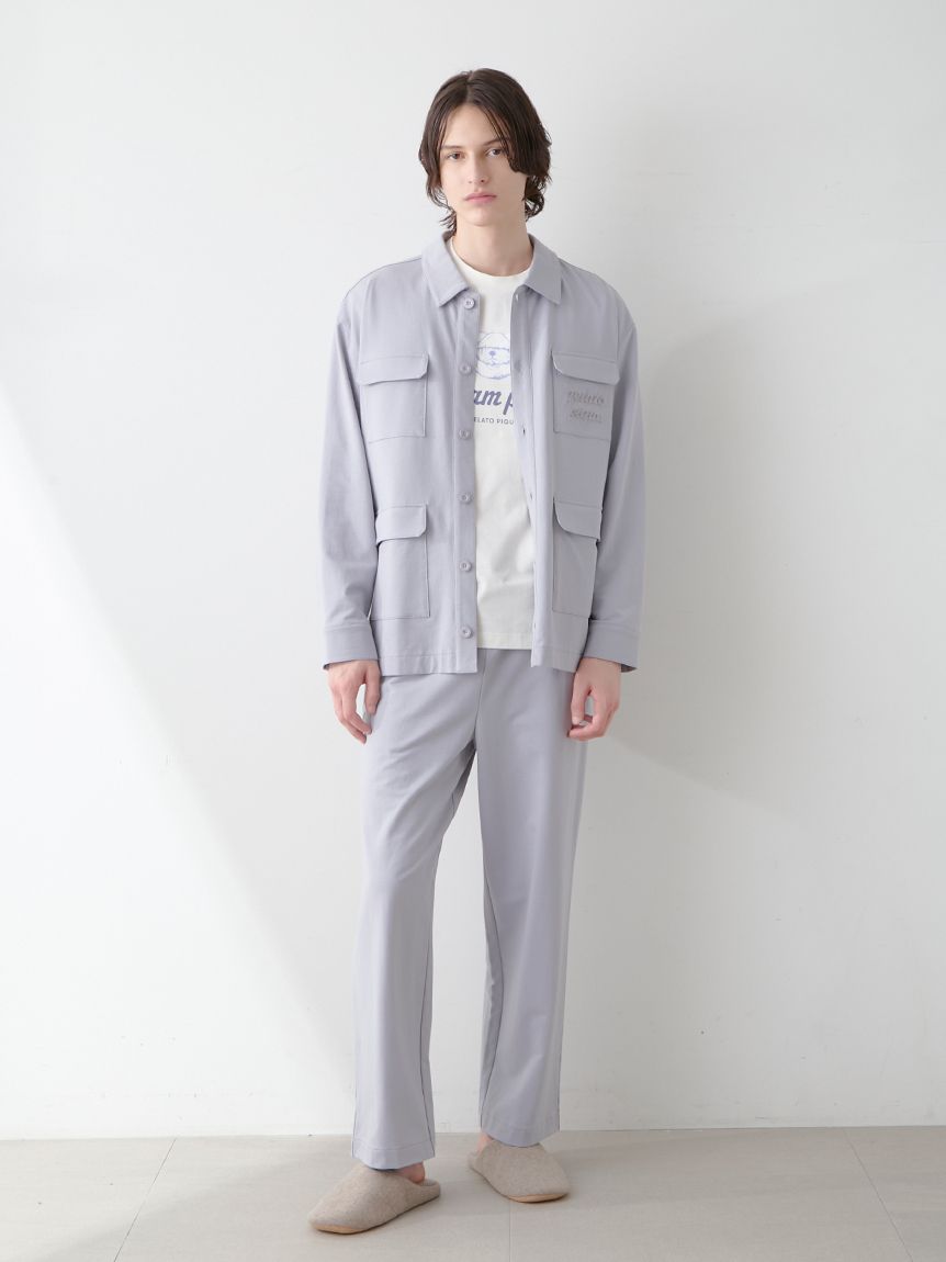 HOMME】ミニ裏毛ワンポイントロゴ刺繍シャツ(シャツ)｜ルームウェア