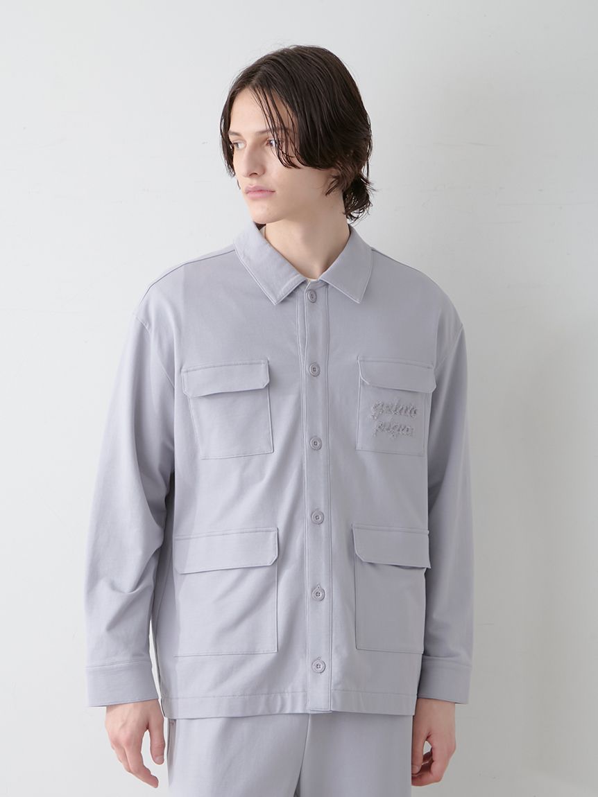 HOMME】ミニ裏毛ワンポイントロゴ刺繍シャツ(シャツ)｜ルームウェア