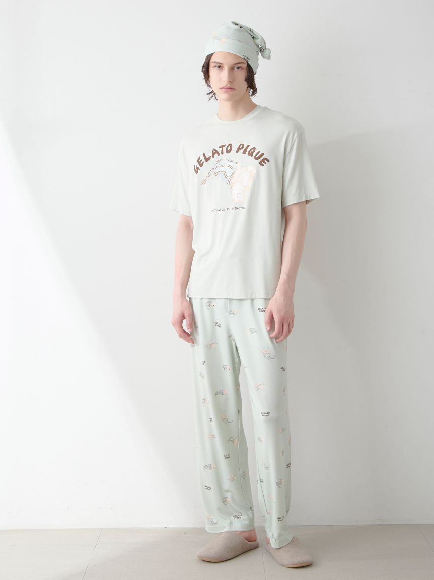 ジェラピケ ONLINE限定CAT柄ワンポイントTシャツ&ロングパンツセット ジェラートピケ gelato pique 【ONLINE限定】CAT柄ワンポイントT