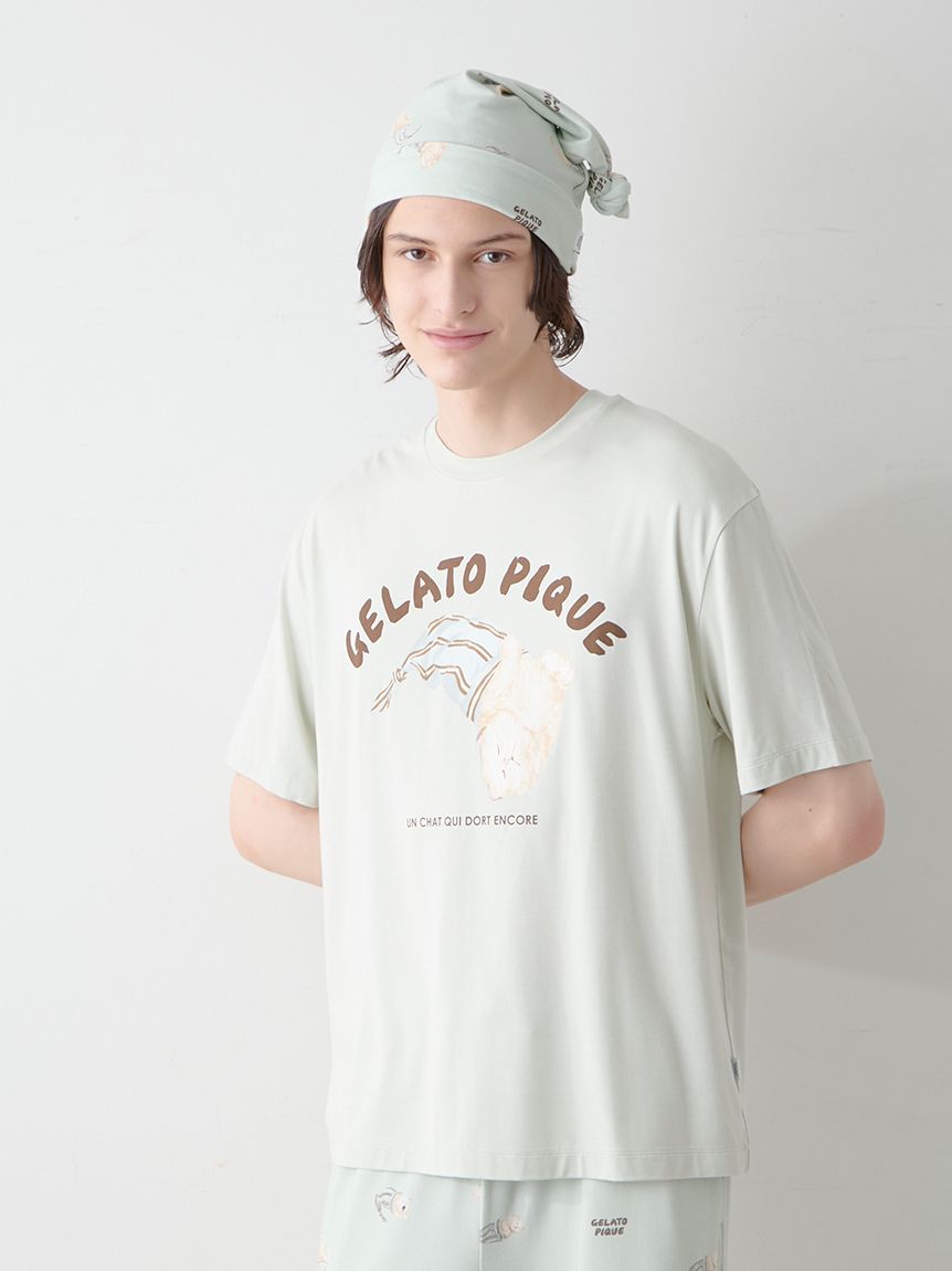 ONLINE限定】【HOMME】sleeping cat ワンポイントTシャツ＆総柄