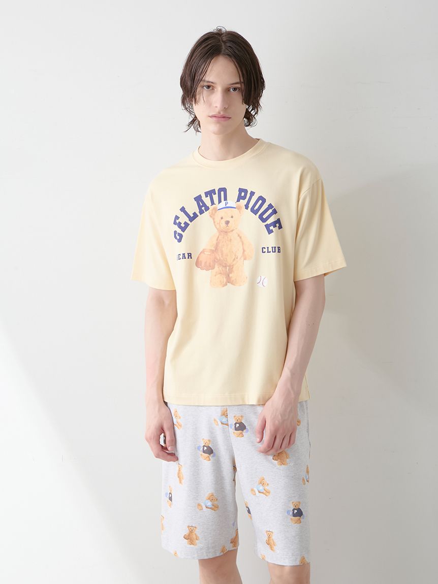 ジェラートピケ スポーティーベアTシャツ&総柄ハーフパンツセット ONLINE限定】【HOMME】スポーティーベアワンポイントTシャツ＆総